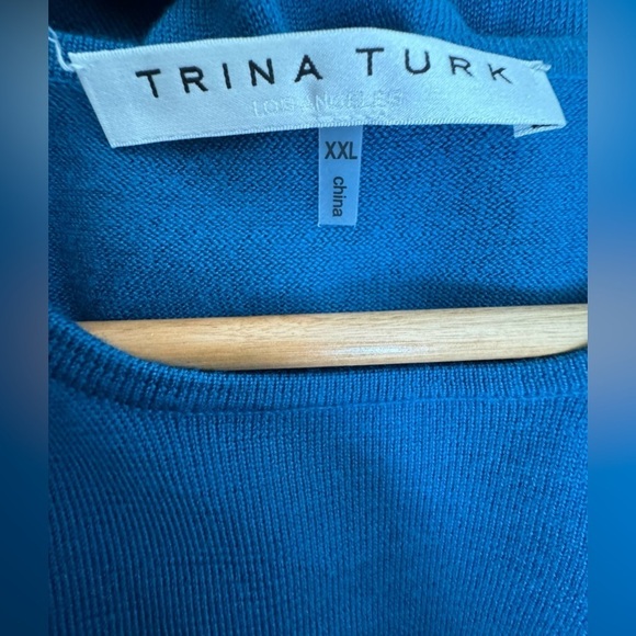 Trina Turk 100% Wool Rhea Pullover in Bethesda Blue Size‎ XXL - Picture 10 of 11